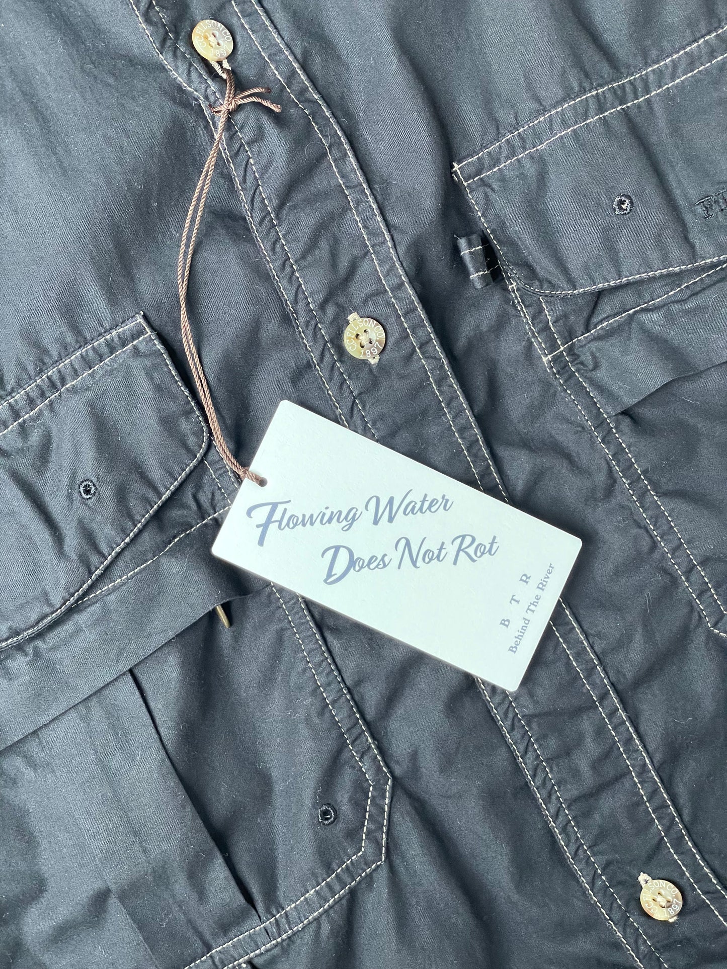 B T R Black Beauty Vintage Custom Black Dye 00's Filson Fishing Shirts【M】