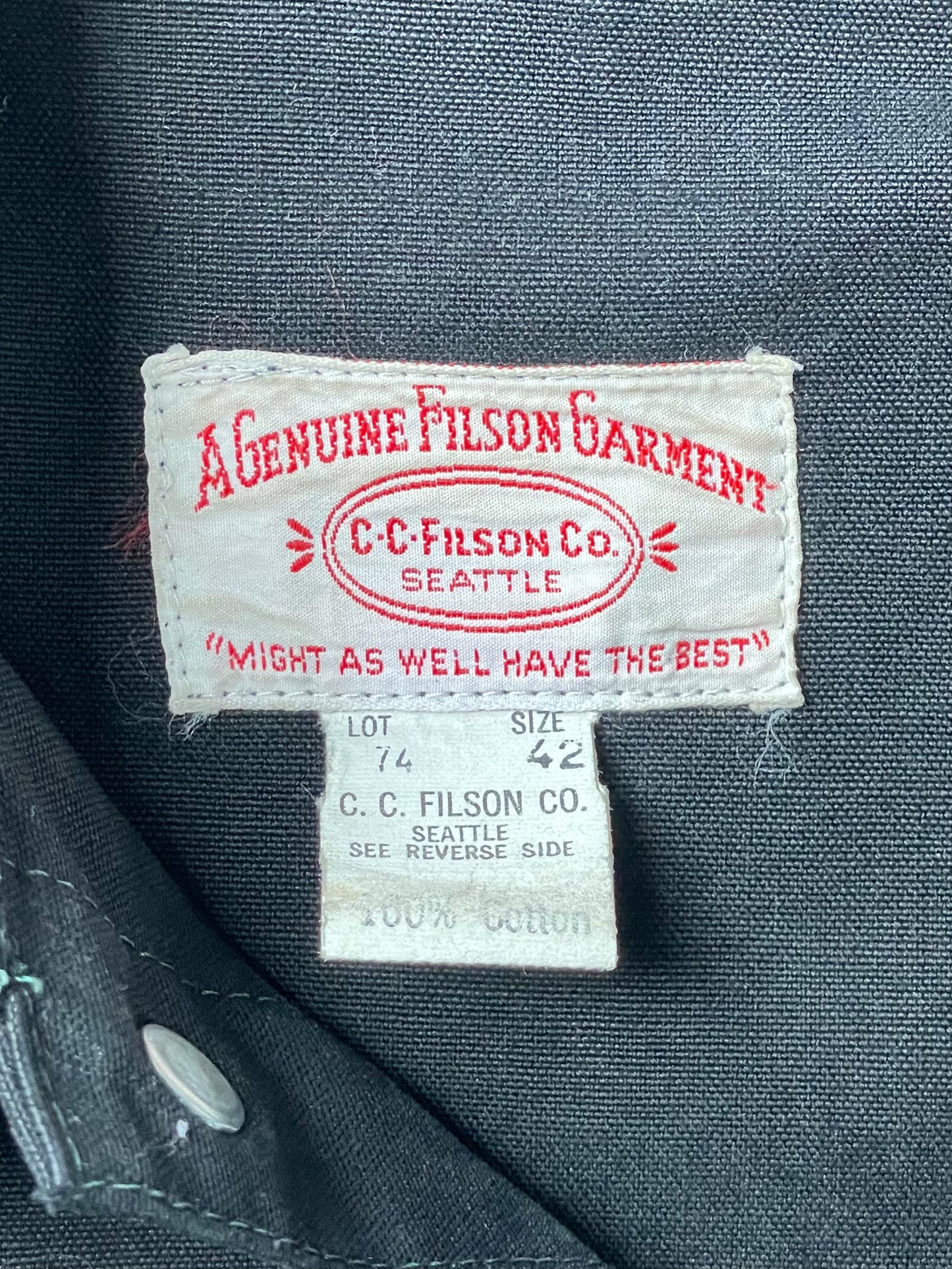 B T R Black Beauty Vintage Custom Black Dye 90's Filson Forest Cruiser Jacket Lot74【42】