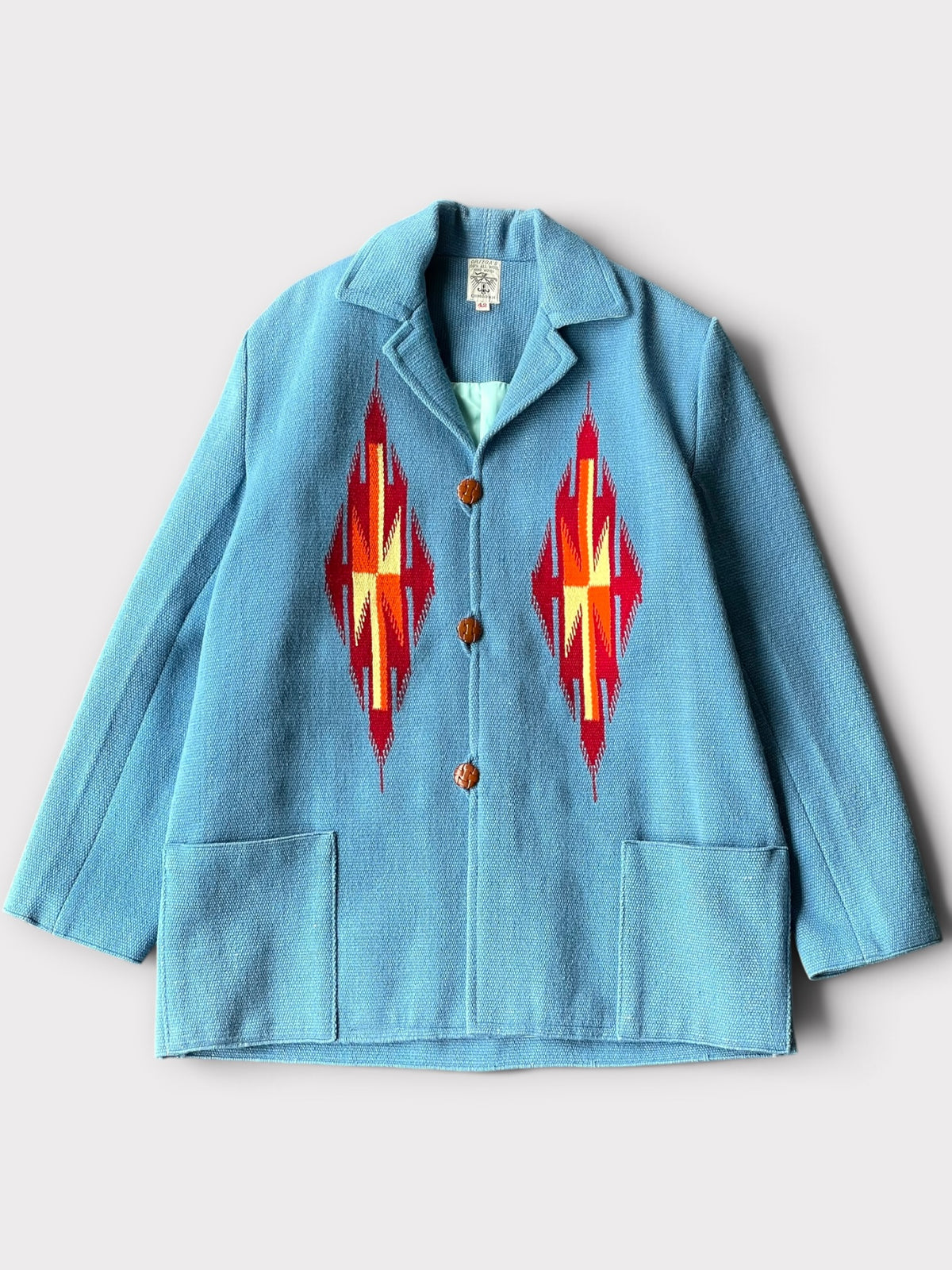 Vintage 70's ORTEGA'S Sports Coat Turquoise Blue【42】オルテガ チマヨジャケット