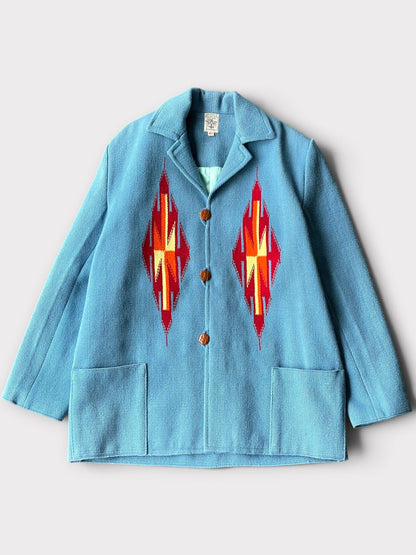 Vintage 70's ORTEGA'S Sports Coat Turquoise Blue【42】オルテガ チマヨジャケット