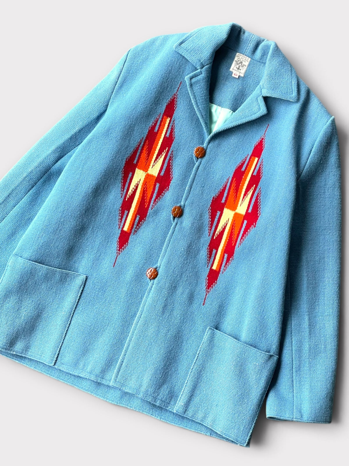 Vintage 70's ORTEGA'S Sports Coat Turquoise Blue【42】オルテガ チマヨジャケット