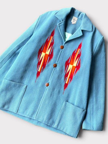 Vintage 70's ORTEGA'S Sports Coat Turquoise Blue【42】オルテガ チマヨジャケット