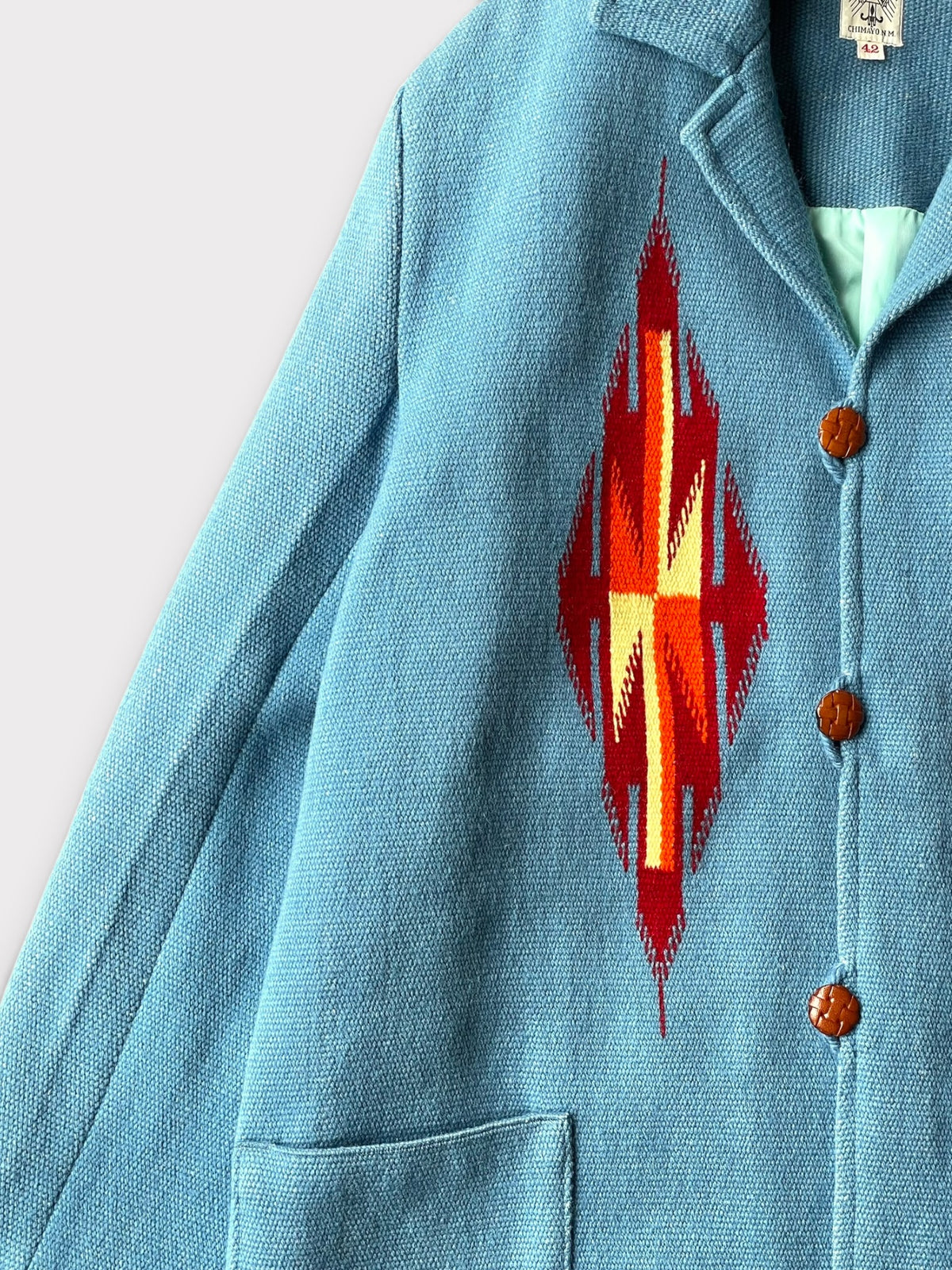 Vintage 70's ORTEGA'S Sports Coat Turquoise Blue【42】オルテガ チマヨジャケット