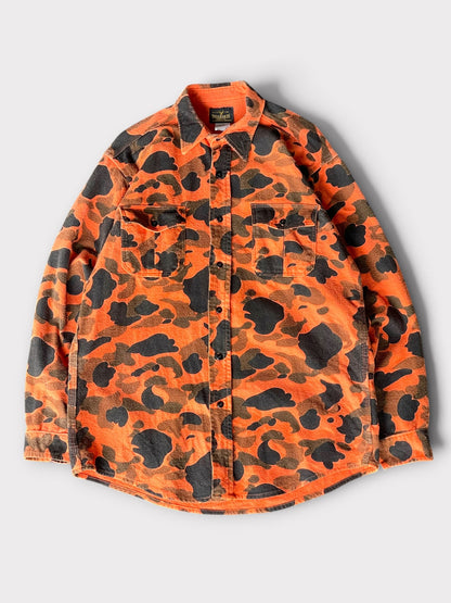 Vintage 80's DEERSKIN Orange Duck Hunter Camo Shirt【L】ディアスキン オレンジダックハンターカモ シャツ
