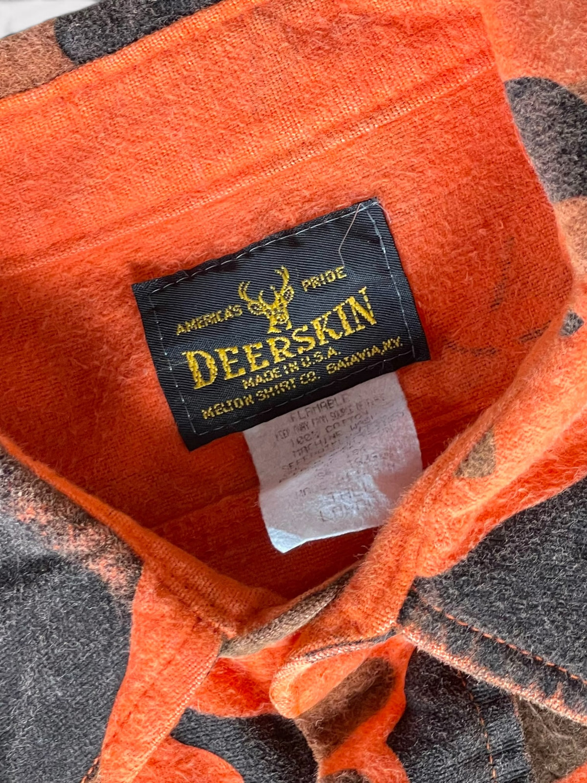 Vintage 80's DEERSKIN Orange Duck Hunter Camo Shirt【L】ディアスキン オレンジダックハンターカモ シャツ