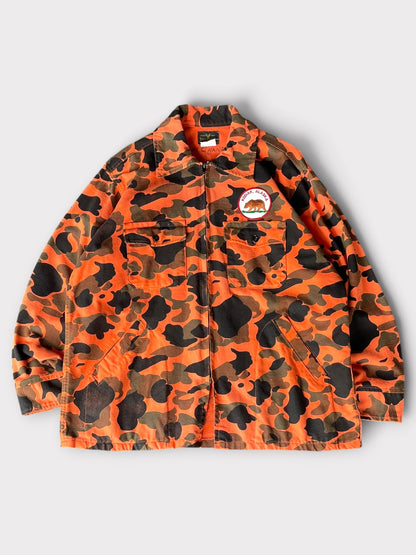 Vintage 90's DEERSKIN Orange Duck Hunter Camo Jacket【L】ディアスキン オレンジダックハンターカモ ジャケット