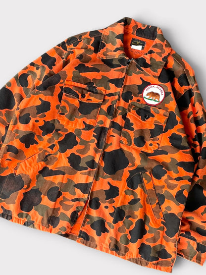Vintage 90's DEERSKIN Orange Duck Hunter Camo Jacket【L】ディアスキン オレンジダックハンターカモ ジャケット