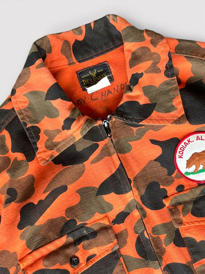 Vintage 90's DEERSKIN Orange Duck Hunter Camo Jacket【L】ディアスキン オレンジダックハンターカモ ジャケット